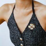 Lucky Four-leaf Clover White Crystal Brooch GEMBEA jewelry