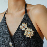 Lucky Four-leaf Clover White Crystal Brooch GEMBEA jewelry