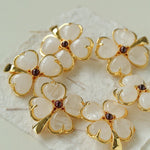 Lucky Four-leaf Clover White Crystal Brooch GEMBEA jewelry
