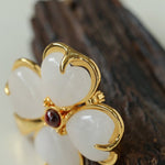 Lucky Four-leaf Clover White Crystal Brooch GEMBEA jewelry