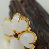 Lucky Four-leaf Clover White Crystal Brooch GEMBEA jewelry