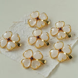 Lucky Four-leaf Clover White Crystal Brooch GEMBEA jewelry