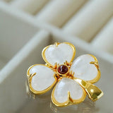 Lucky Four-leaf Clover White Crystal Brooch GEMBEA jewelry