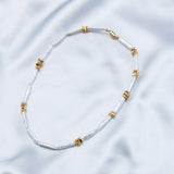 Metal Bean Strip Baroque Pearl Necklace - Gembea Jewelry