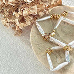 Metal Bean Strip Baroque Pearl Necklace - Gembea Jewelry