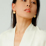 Irregular Brushed Water Drop Stud Earrings - Gembea Jewelry