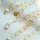 Metal Chain Baroque Pearl Pendant Bracelet - Gembea Jewelry