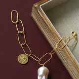 Metal Chain Baroque Pearl Pendant Bracelet gembea jewelry