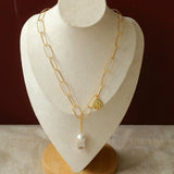 Metal Chain Baroque Pearl Pendant Necklace gembea jewelry