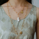 Metal Chain Baroque Pearl Pendant Necklace gembea jewelry