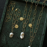 Metal Chain Baroque Pearl Pendant Necklace - Gembea Jewelry