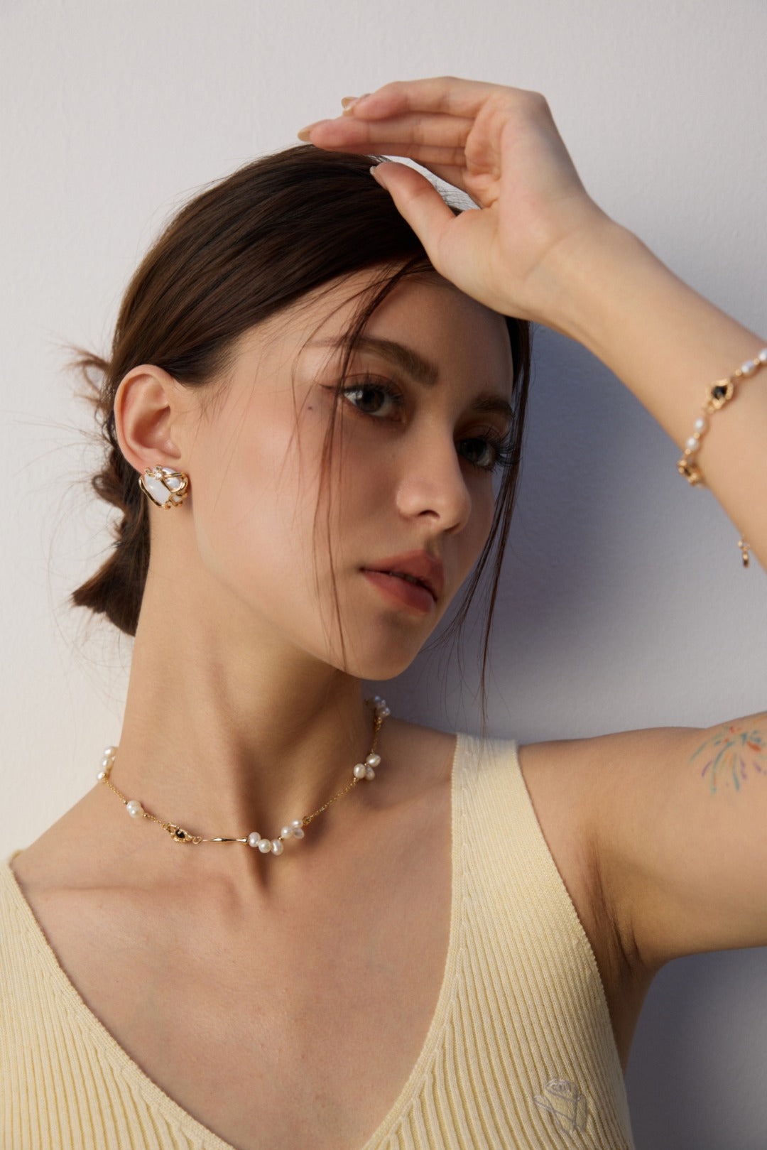 Metal Lava Pearl Stud Earrings-Gembea Jewelry