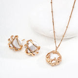 Metal Lava Pearl Stud Earrings - Gembea Jewelry