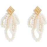 Metal Lava Petite Bow Pearl Earrings gembea jewelry