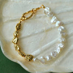 Metal Petal Baroque Pearl Bracelet - Gembea Jewelry