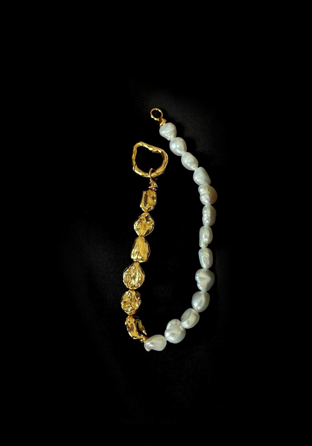 Metal Petal Baroque Pearl Beaded Bracelet gembea jewelry