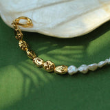 Metal Petal Baroque Pearl Bracelet - Gembea Jewelry