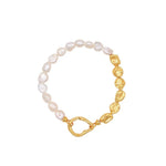 Metal Petal Baroque Pearl Beaded Bracelet gembea jewelry