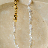 Metal Petal Baroque Pearl Necklace - Gembea Jewelry