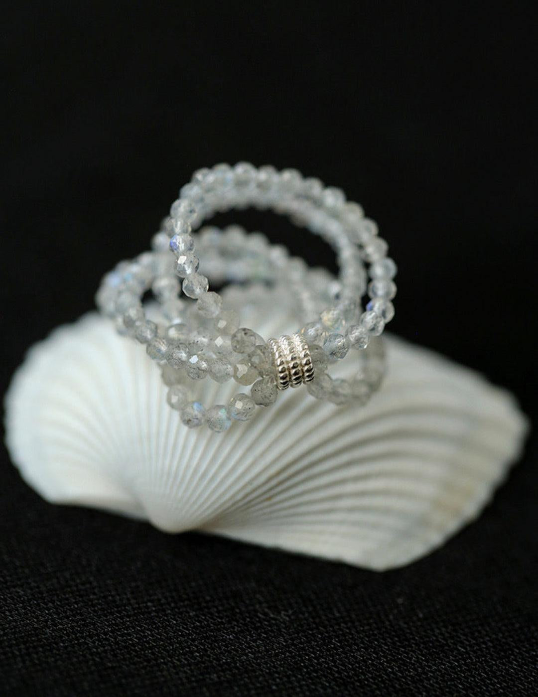 Microstretch Labradorite Gemstone Multilayer Ring - Gembea Jewelry