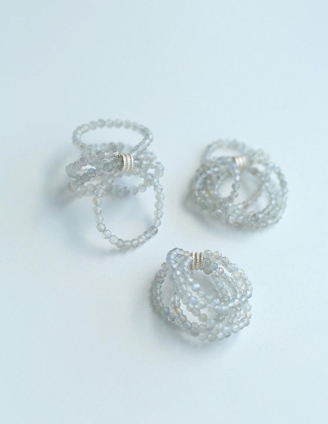 Microstretch Labradorite Gemstone Multilayer Ring - Gembea Jewelry