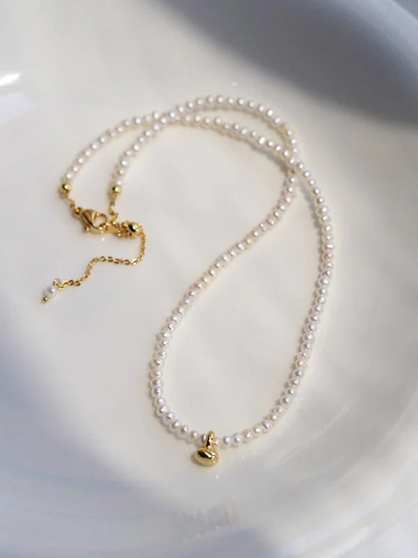 Mini Pearl Beaded Collar Necklace-Gembea Jewelry