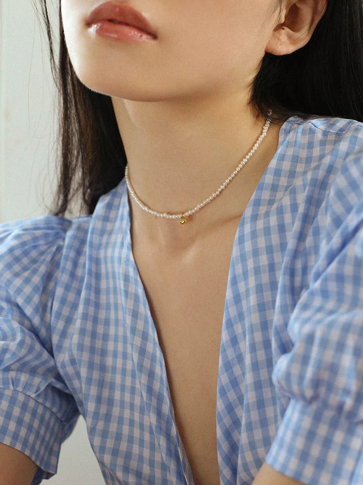 Mini Pearl Beaded Collar Necklace-Gembea Jewelry