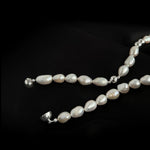 Minimalist Metallic Silver Bean Pearl Necklace gembea jewelry
