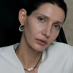 Minimalist Baroque Pearl Black Agate Beaded Necklace-Gembea Jewelry