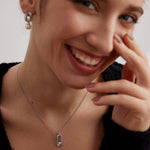 Minimalist Elliptic Line Sterling Silver Pearl Stud Earrings - Gembea Jewelry