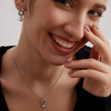 Minimalist Elliptic Line Sterling Silver Pearl Stud Earrings - Gembea Jewelry