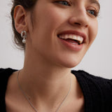 Minimalist Elliptic Line Sterling Silver Pearl Stud Earrings - Gembea Jewelry