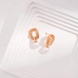 Minimalist Elliptic Line Sterling Silver Pearl Stud Earrings - Gembea Jewelry