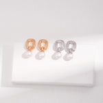 Minimalist Elliptic Line Sterling Silver Pearl Stud Earrings - Gembea Jewelry