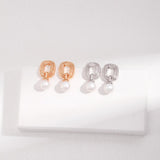 Minimalist Elliptic Line Sterling Silver Pearl Stud Earrings - Gembea Jewelry