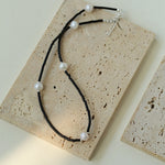 Minimalist Freshwater Pearl Black Agate Beaded Necklace-Gembea Jewelry