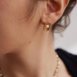 Minimalist Metallic Pearl Stud Earrings - Gembea Jewelry