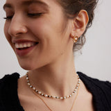 Minimalist Metallic Pearl Stud Earrings - Gembea Jewelry