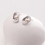 Minimalist Metallic Pearl Stud Earrings - Gembea Jewelry