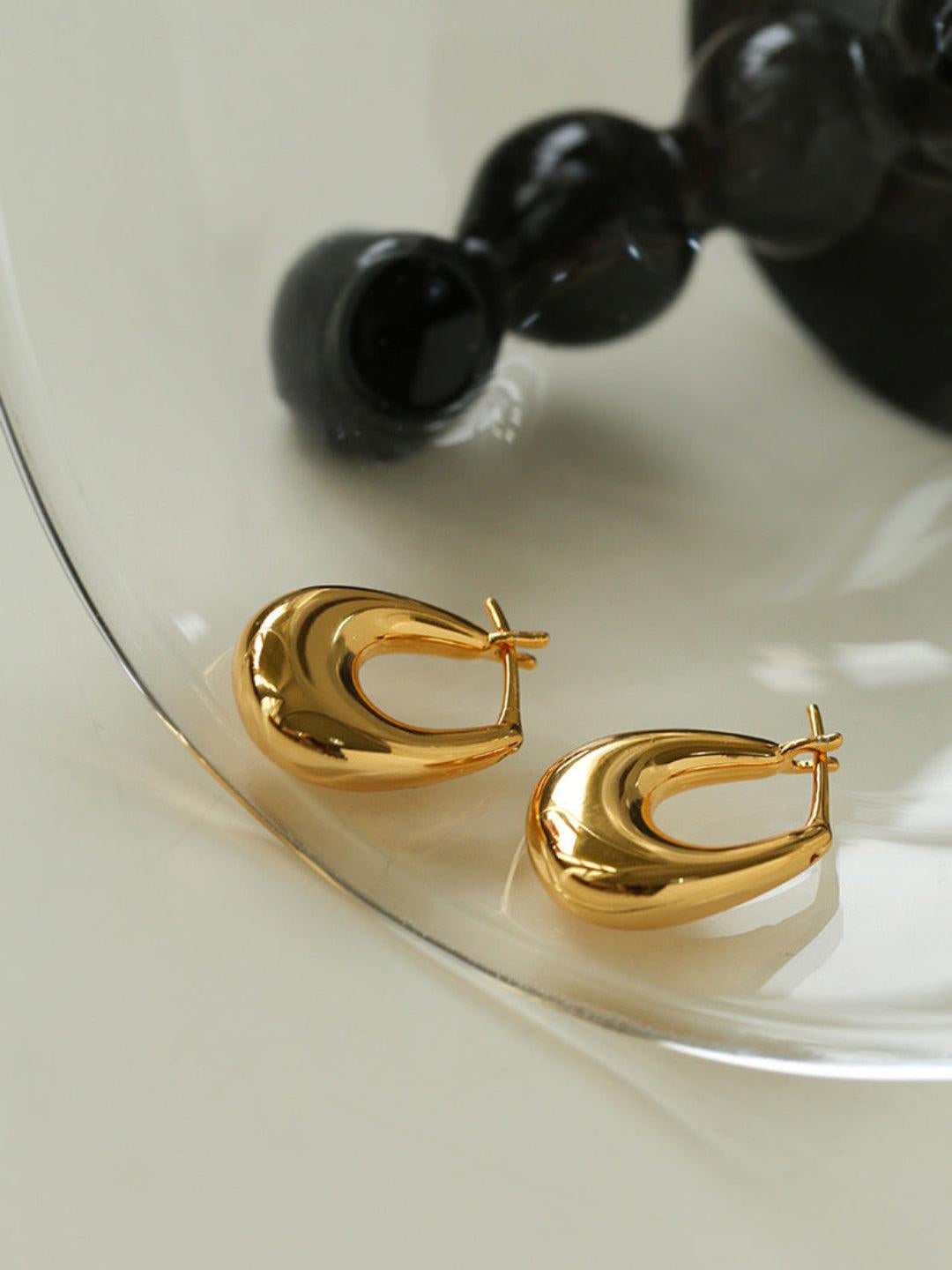 Minimalist U-shaped Drop Hoop Earring Buckle - Gembea Jewelry