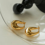 Minimalist U-shaped Drop Hoop Earring Buckle - Gembea Jewelry