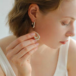 Minimalist U-shaped Drop Hoop Earring Buckle - Gembea Jewelry