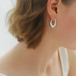 Minimalist U-shaped Drop Hoop Earring Buckle - Gembea Jewelry