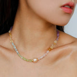 Mixed Gemstone Baroque Pearl Beaded Necklace gembea jewelry