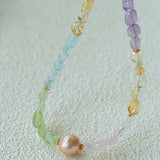 Mixed Gemstone Baroque Pearl Beaded Necklace  gembea jewelry