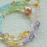 Mixed Gemstone Baroque Pearl Beaded Necklace  gembea jewelry