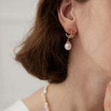 Moon Shaped Pearl Drop Earrings Gembea - Gembea Jewelry