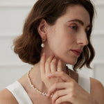 Moon Shaped Pearl Drop Earrings Gembea - Gembea Jewelry