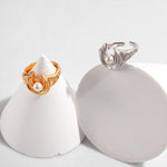 Moon shape Freshwater Pearl Open Ring - Gembea Jewelry