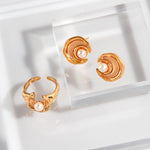 Moon shape Freshwater Pearl Open Ring - Gembea Jewelry